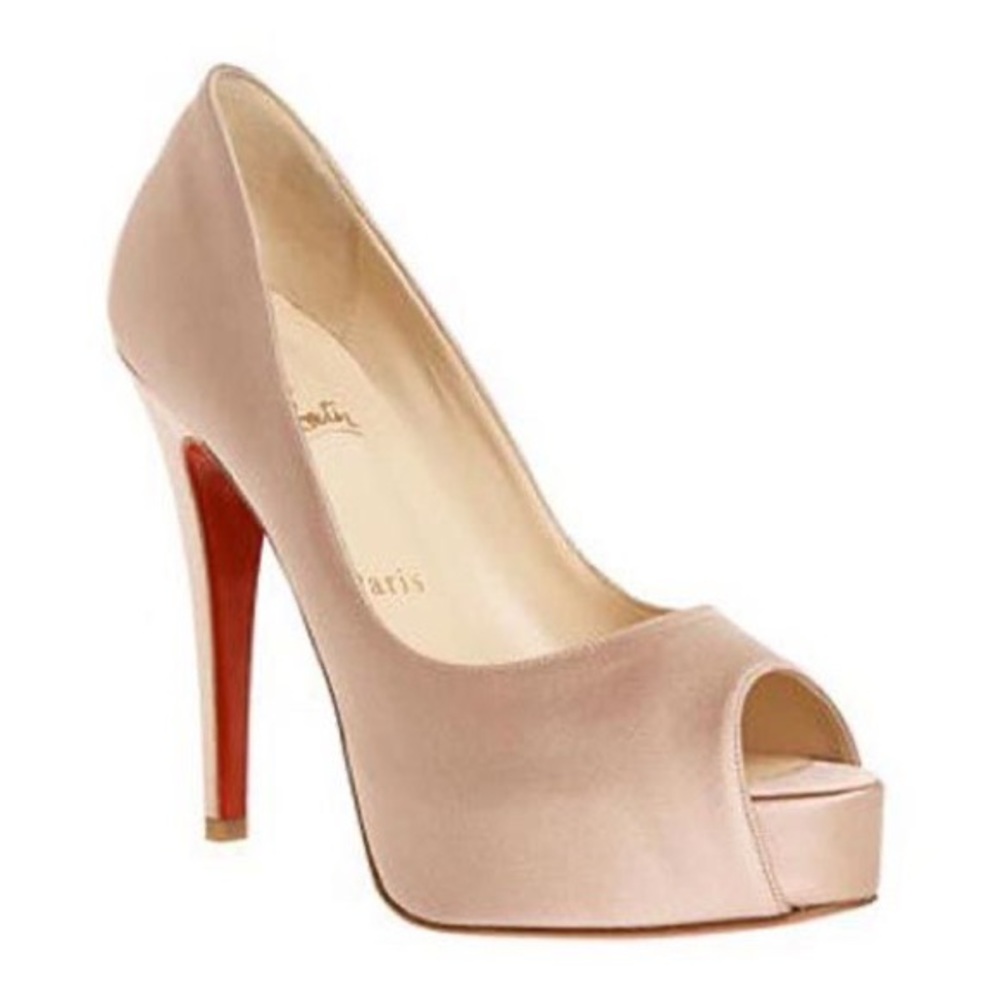 Satin Prive Louboutin peep-toe pumps